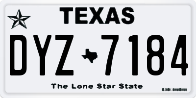 TX license plate DYZ7184