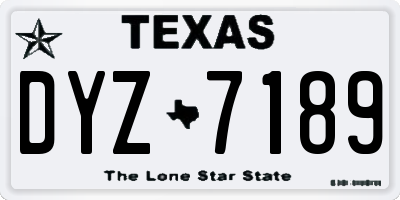 TX license plate DYZ7189