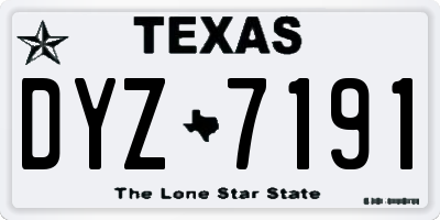 TX license plate DYZ7191