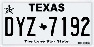 TX license plate DYZ7192