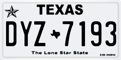 TX license plate DYZ7193