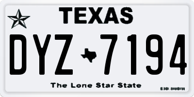 TX license plate DYZ7194