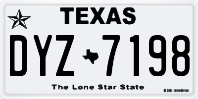 TX license plate DYZ7198