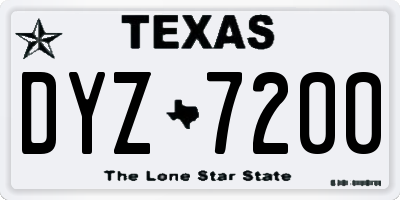 TX license plate DYZ7200