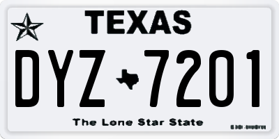 TX license plate DYZ7201