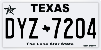 TX license plate DYZ7204
