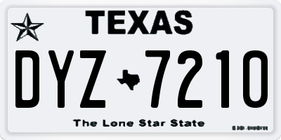 TX license plate DYZ7210