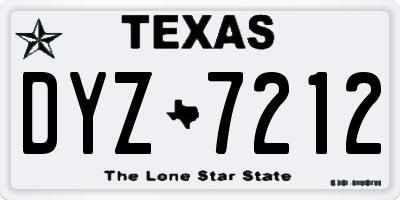 TX license plate DYZ7212