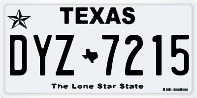 TX license plate DYZ7215