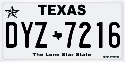 TX license plate DYZ7216