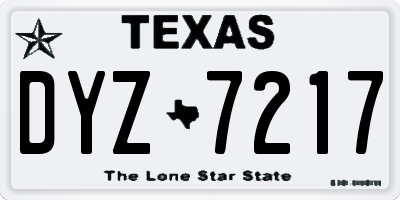TX license plate DYZ7217