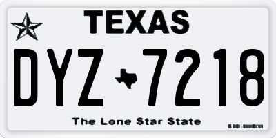 TX license plate DYZ7218