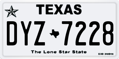 TX license plate DYZ7228