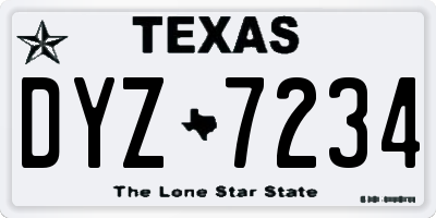 TX license plate DYZ7234