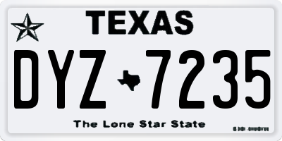 TX license plate DYZ7235
