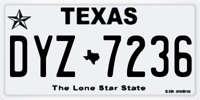 TX license plate DYZ7236