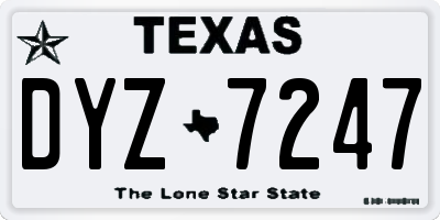 TX license plate DYZ7247