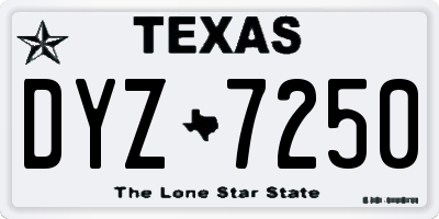 TX license plate DYZ7250