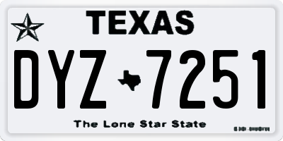 TX license plate DYZ7251