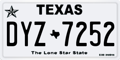 TX license plate DYZ7252
