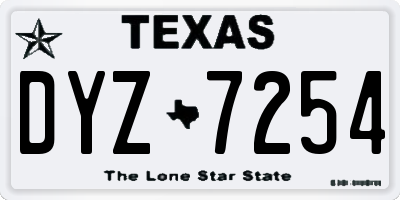 TX license plate DYZ7254