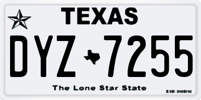 TX license plate DYZ7255