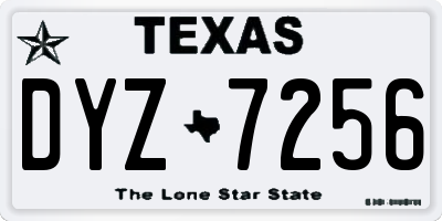 TX license plate DYZ7256