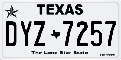 TX license plate DYZ7257