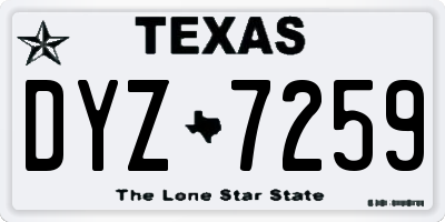 TX license plate DYZ7259
