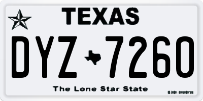 TX license plate DYZ7260