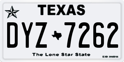 TX license plate DYZ7262