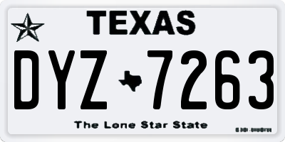 TX license plate DYZ7263