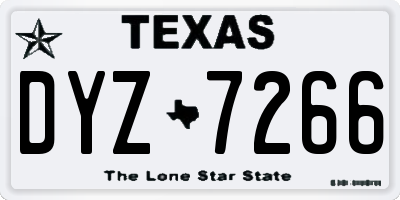 TX license plate DYZ7266