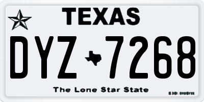 TX license plate DYZ7268