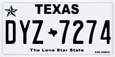 TX license plate DYZ7274
