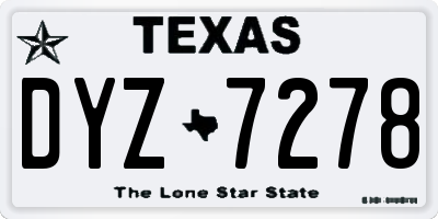TX license plate DYZ7278