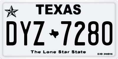 TX license plate DYZ7280