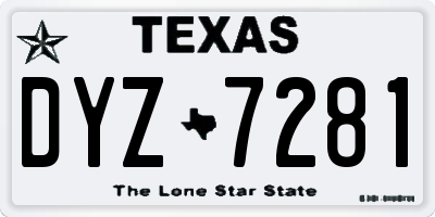 TX license plate DYZ7281