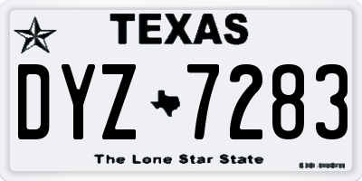 TX license plate DYZ7283
