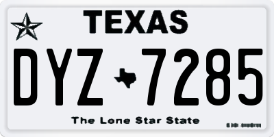 TX license plate DYZ7285
