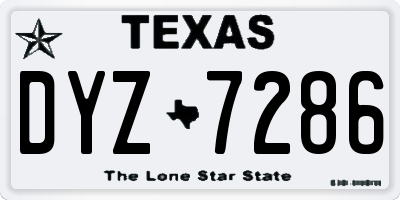 TX license plate DYZ7286