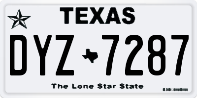 TX license plate DYZ7287