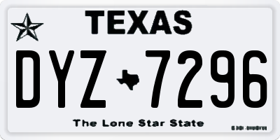 TX license plate DYZ7296