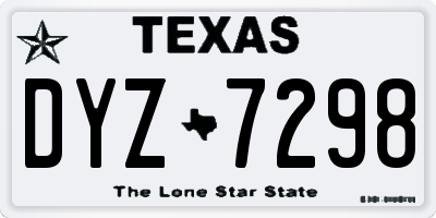TX license plate DYZ7298