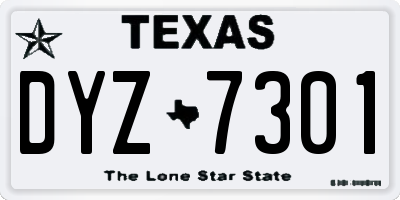 TX license plate DYZ7301