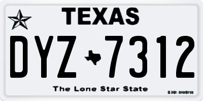 TX license plate DYZ7312