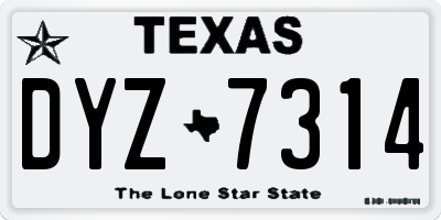 TX license plate DYZ7314