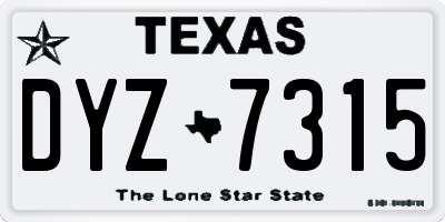 TX license plate DYZ7315