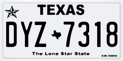TX license plate DYZ7318