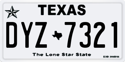 TX license plate DYZ7321